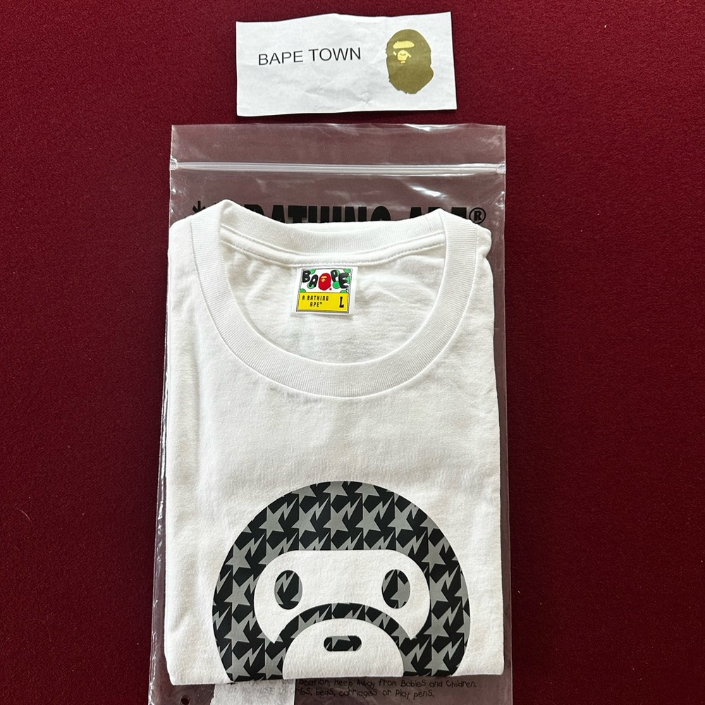 Bape Houndstooth Baby Milo Tee (WHITE/BLACK) L